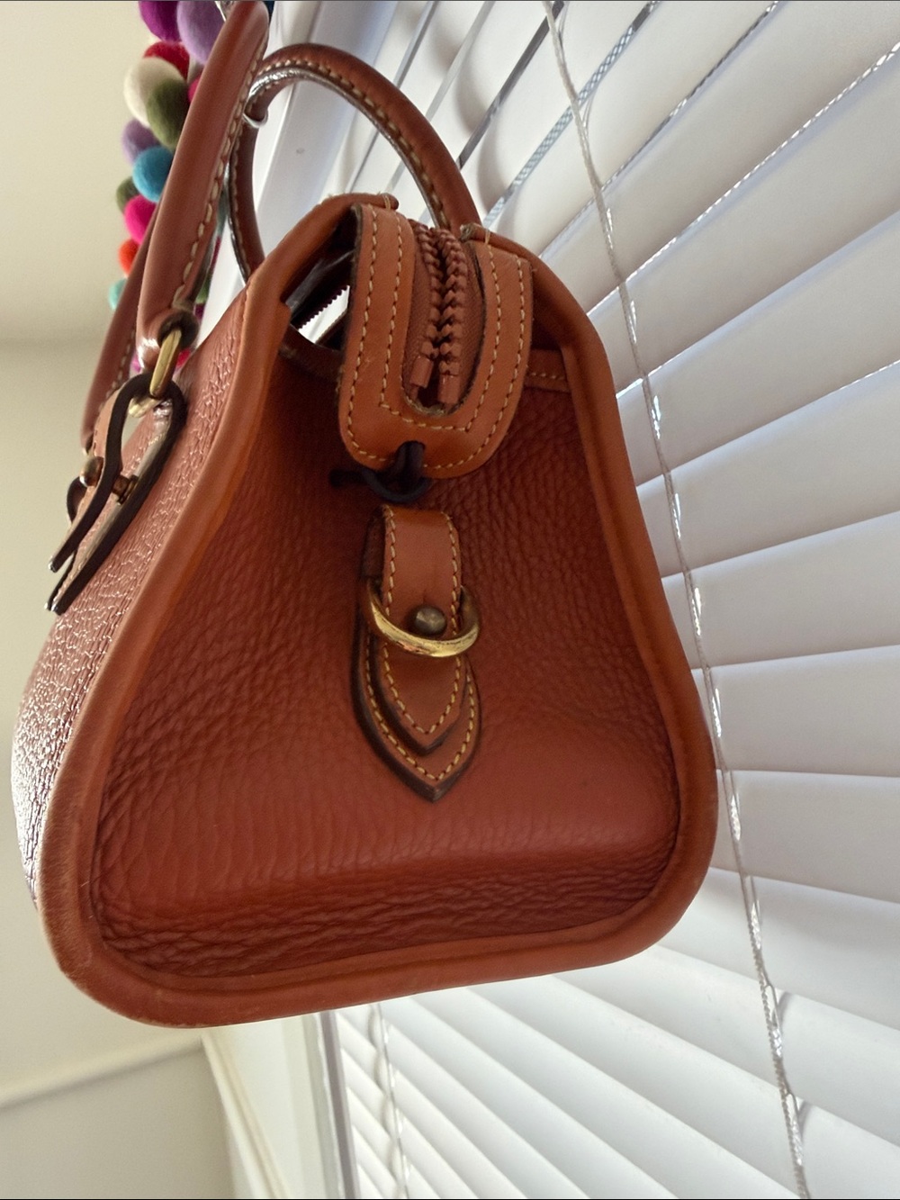 Dooney & Bourke Vintage Pebbled Leather Satchel - Tan Brown - Picture 11 of 16